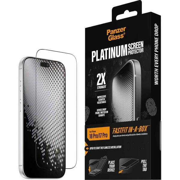 PanzerGlass Platinum sklo Apple iPhone 18 Pro/17 Pro s bezprašným instalačním boxem - Ochranné fólie a sklo - Hlavný obrázok