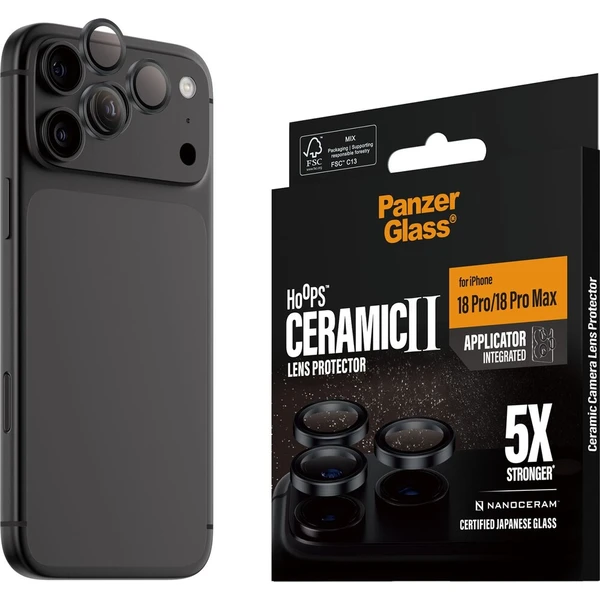 PanzerGlass Hoops Ceramic II ochranné kroužky Apple iPhone 18 Pro/Pro Max černé - Ochranné fólie a sklo - Hlavný obrázok