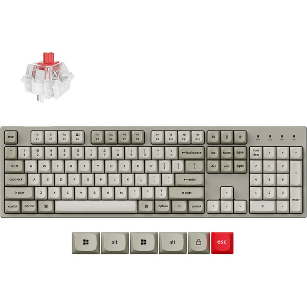 E-shop Keychron C2 Pro 8K Keychron Super Red herná klávesnica (US) retro