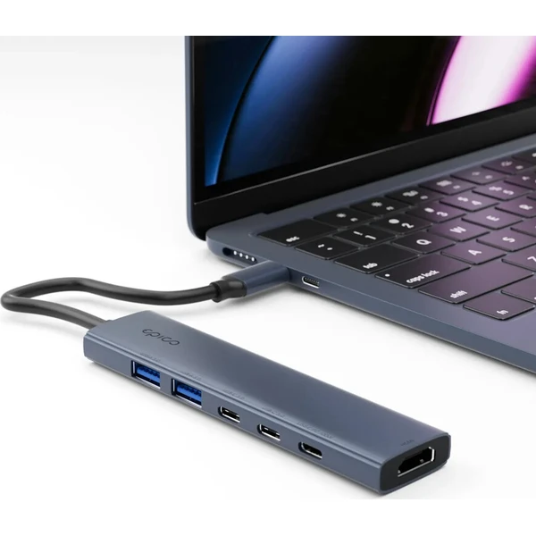 Epico UltraHub 6in1 Slim Alu USB-C Hub EH20 | 100W USB-C PD, 2× USB-A, 3× USB-C, HDMI | tmavočierny - USB huby - Obrázok d_8a9fbcc421ef4c3e84f525819925055c