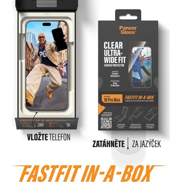 PanzerGlass Ultra-Wide Fit sklo Apple iPhone 18 Pro Max/17 Pro Max s bezprašným instalačním boxem - Ochranné fólie a sklo - Obrázok d_8efbddd285ae4c9b8135f2722b221766