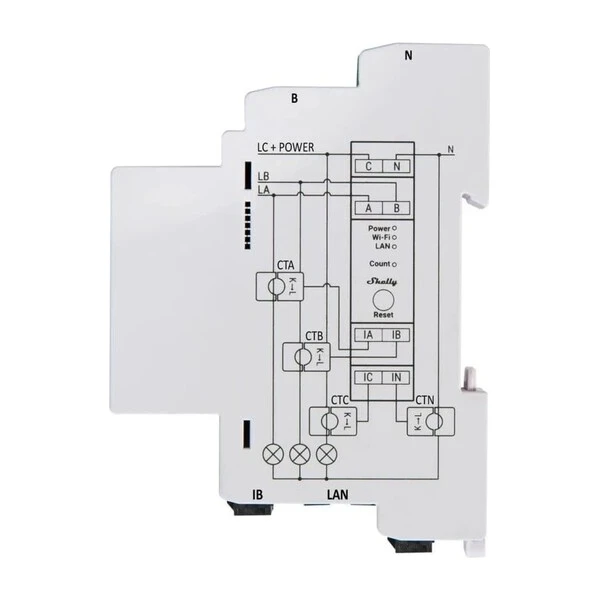 Shelly PRO 3EM 120A dvojfázový merač spotreby biely - Spínacie moduly - Obrázok d_9352359cf2554630be412fc49633d035