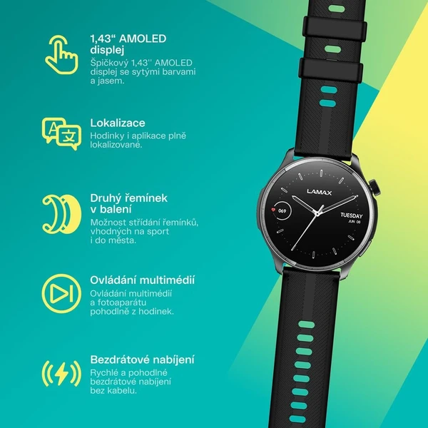 LAMAX Prism AMOLED inteligentné hodinky čierne - Inteligentné hodinky - Obrázok d_97139ea1adff474996f5f836401334b5