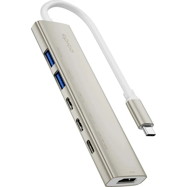 Epico UltraHub 6in1 Slim Alu USB-C Hub EH20 | 100W USB-C PD, 2× USB-A, 3× USB-C, HDMI | hviezdne bie - USB huby - Hlavný obrázok