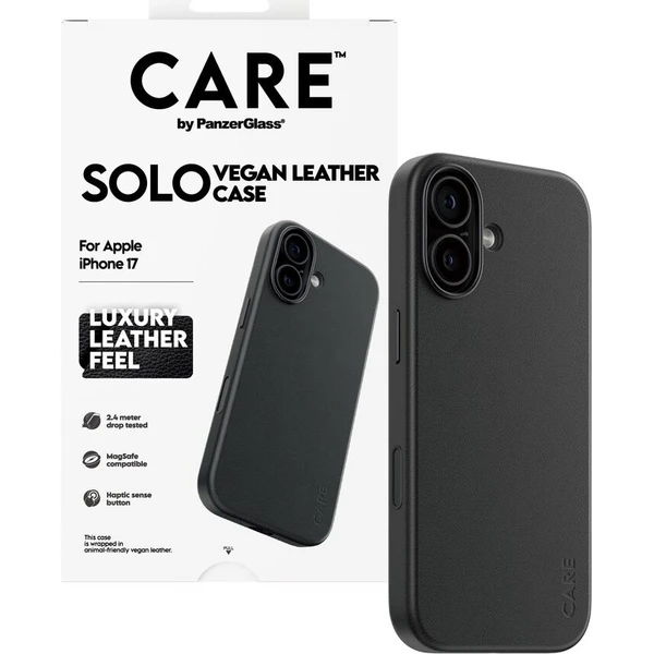 PanzerGlass® CARE SOLO MagSafe kryt z vegánskej kože iPhone 17e/16e čierny - Puzdra - Hlavný obrázok