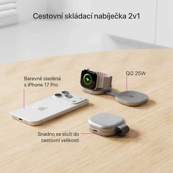 iWant UltraBase Qi2 25W 2v1 Fold kovová Mag+ bezdrôtová nabíjačka strieborná - Nabíjačky - Obrázok d_a19f8c6265f74e95849a75157db9c988