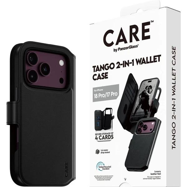 PanzerGlass CARE Tango 2v1 Wallet MagSafe pouzdro Apple iPhone 18 Pro/17 Pro černé - Puzdra - Hlavný obrázok