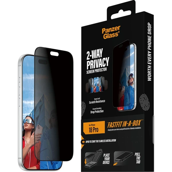 PanzerGlass Privacy sklo Apple iPhone 18 Pro s bezprašným instalačním boxem - Ochranné fólie a sklo - Hlavný obrázok