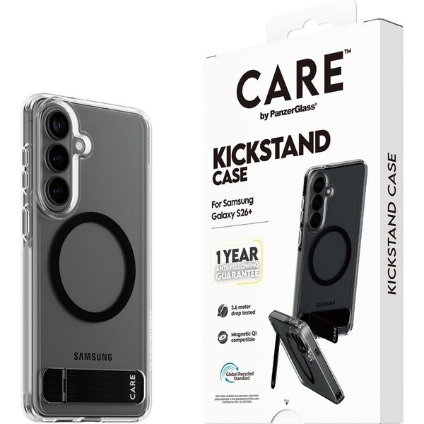 E-shop PanzerGlass® CARE Kickstand Qi kryt Samsung Galaxy S26+ priehľadný/čierny