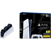 PlayStation 5 Slim Digital Edition 825GB + DualSense biely + Nabíjacia stanica ovládača DualSense - Konzoly