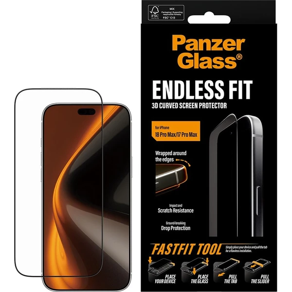 PanzerGlass 3D Endless sklo Apple iPhone 18 Pro Max/17 Pro Max s bezprašným instalačním rámečkem - Ochranné fólie a sklo - Obrázok d_a98f0181ed554568afd1ca32018b1b82