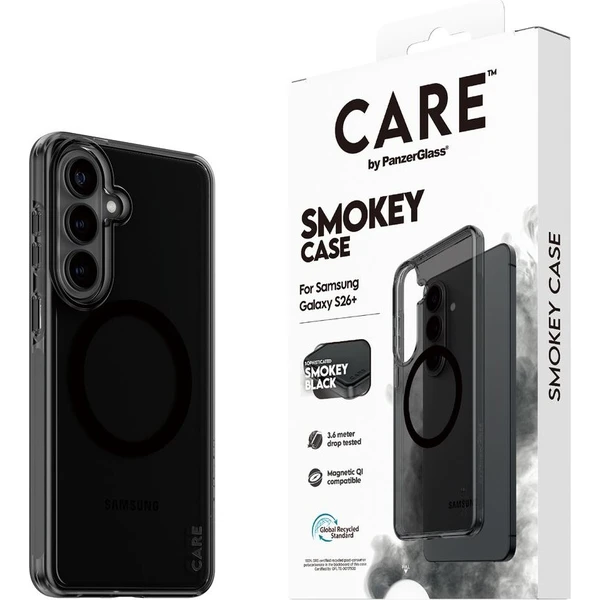PanzerGlass® CARE Smokey Qi kryt Samsung Galaxy S26+ dymový/čierny - Puzdra - Hlavný obrázok