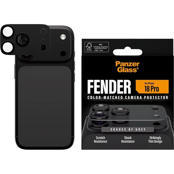 PanzerGlass FENDER hliníková ochrana fotoaparátu iPhone 18 Pro Shades of Grey - Ochranné fólie a sklo - Obrázok d_ad25ce553e4f49bd8a2b85408ee3199d
