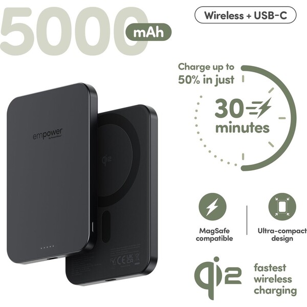 PanzerGlass® empower bezdrôtová Qi2 powerbanka 5000 mAh, MagSafe, čierna - Powerbanky - Obrázok d_ad6027effe4040f98890636ec5b9079c
