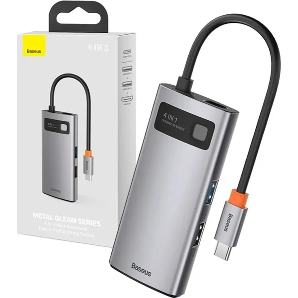 Baseus Hub 4v1 Metal Gleam Series, USB-C na USB 3.0 USB 2.0 HDMI USB-C PD - USB huby - Hlavný obrázok