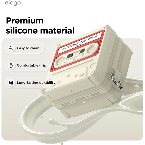 ELAGO Retro Kazetové puzdro Samsung GalaxyBuds4/Buds4 Pro béžové - Puzdra - Obrázok d_b6a41e563b96430fa6380d338deedfa4