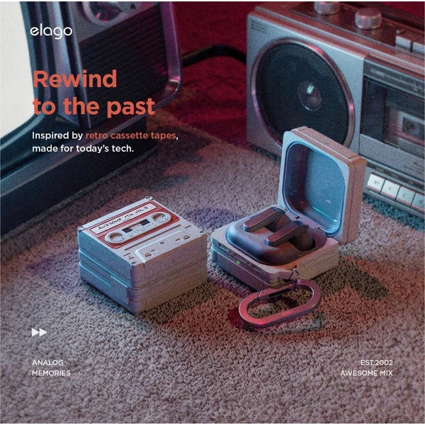 ELAGO Retro Kazetové puzdro Samsung GalaxyBuds4/Buds4 Pro béžové - Puzdra - Obrázok d_bc55f028ca7245d7a79afc5e649db366
