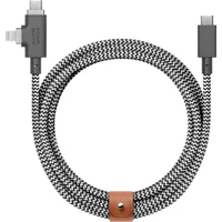 Native Union Belt Cable Duo Pro USB-C/USB-C/Lightning kábel 2,4 m, 240W zebra - Káble a redukcie