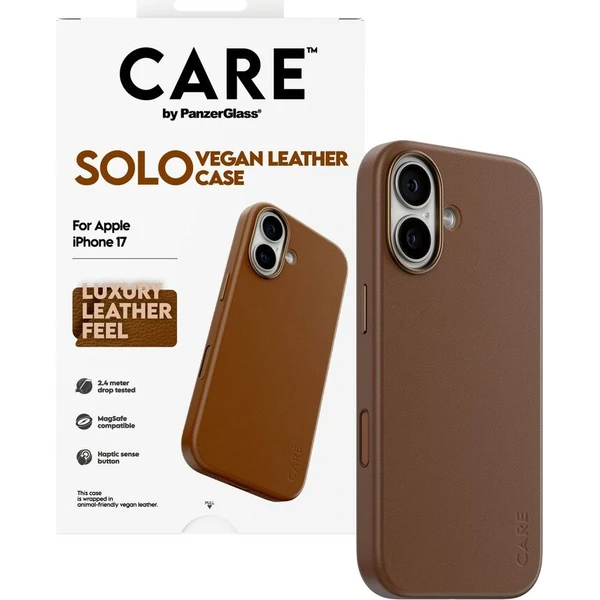 PanzerGlass® CARE SOLO MagSafe kryt z vegánskej kože iPhone 17 hnedý - Puzdra - Hlavný obrázok