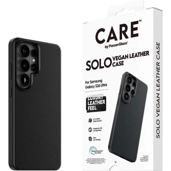 PanzerGlass® CARE SOLO Qi kryt z vegánskej kože Samsung Galaxy S26 Ultra čierny - Puzdra - Hlavný obrázok