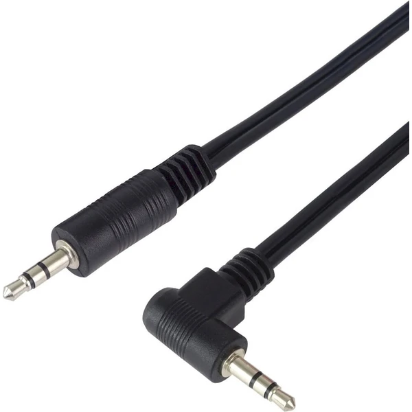 PremiumCord 3,5mm/3,5mm kábel so zahnutým konektorom 1,5m čierny - Káble a redukcie - Hlavný obrázok