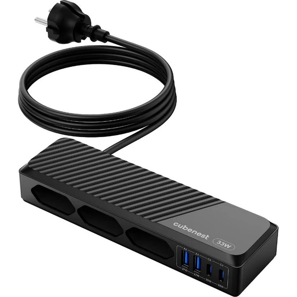 Cubenest PowerStrip SlimLine predlžovací kábel (2xUSB-A, 2xUSB-C) 33W čierny - Nabíjačky - Obrázok d_c28c1c9f31cf485d8cf8b1802380c1b0