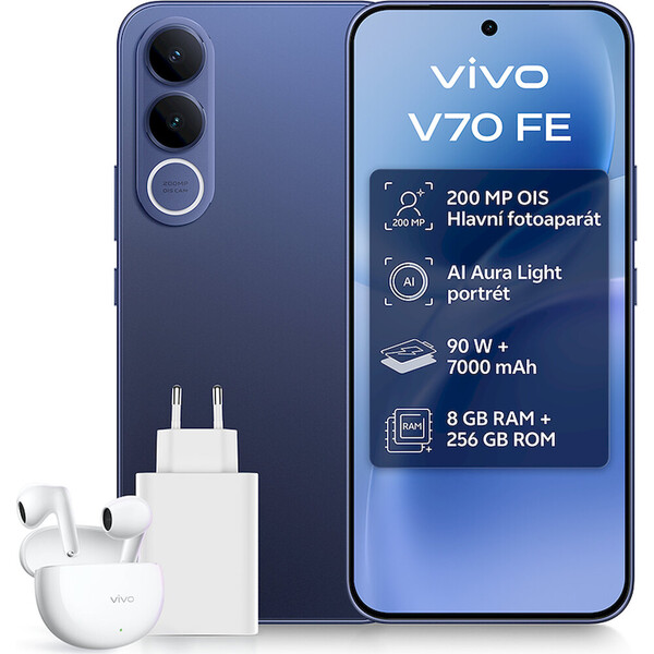 E-shop Vivo V70 FE 8/256GB modrý + sada príslušenstva