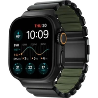 Nomad Stratos Band FKM remienok Apple Watch 45/46/49mm Black Titanium Forest Green - Remienky