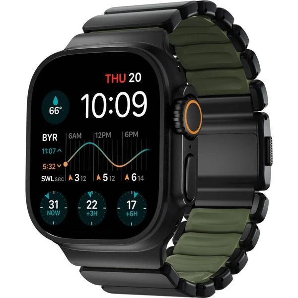Nomad Stratos Band FKM remienok Apple Watch 45/46/49mm Black Titanium Forest Green - Remienky - Hlavný obrázok