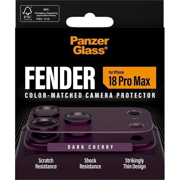 PanzerGlass FENDER hliníková ochrana fotoaparátu iPhone 18 Pro Max Dark Cherry - Ochranné fólie a sklo - Obrázok d_c8fd925934054d22a56822d0b3800c5b