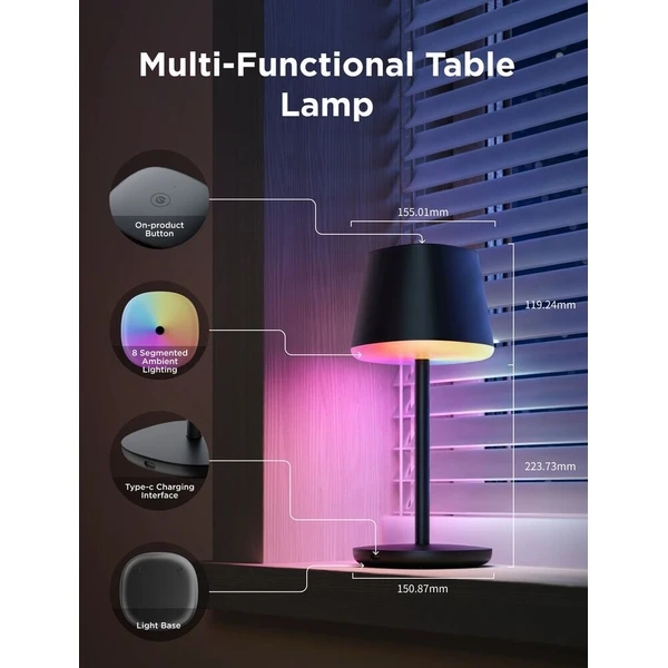 Govee Table Lamp Classic S RGBICWW stolní lampa, Matter černá - Chytré lampičky - Obrázok d_ca51a2ba3ad840aba345a9c1c8567653
