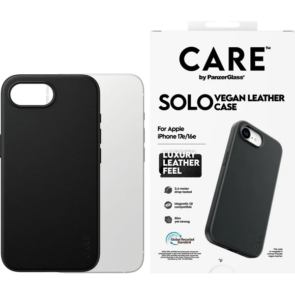 PanzerGlass® CARE SOLO MagSafe kryt z vegánskej kože iPhone 17e/16e čierny - Puzdra - Hlavný obrázok