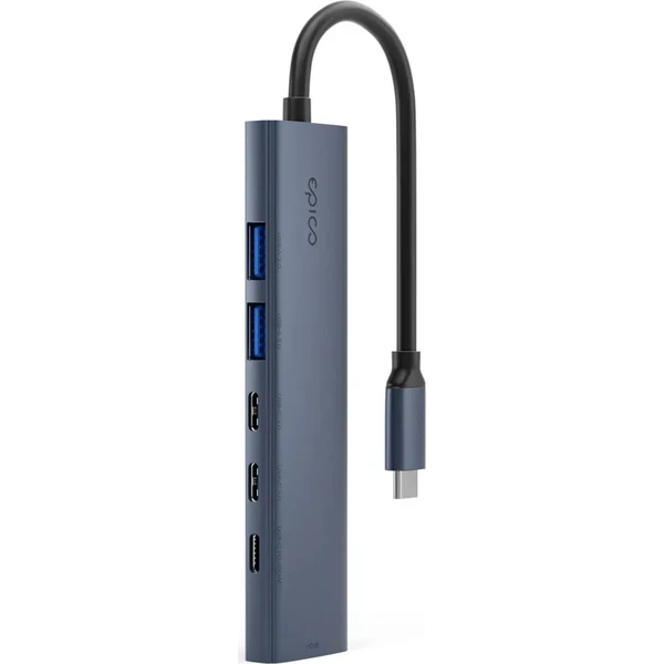Epico UltraHub 6in1 Slim Alu USB-C Hub EH20 | 100W USB-C PD, 2× USB-A, 3× USB-C, HDMI | tmavočierny - USB huby - Obrázok d_cefc011396cc4dffa1071718c5a38684