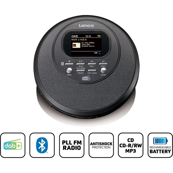 Lenco CD-500 discman s Bluetooth a rádiem DAB+/FM černý - Hudobné prehrávače - Obrázok d_d03d11b8f87a479993c36480a407ef58