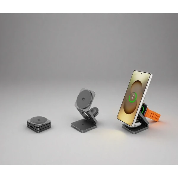 Cubenest SQS312 Pro Qi2.2 3v1 magnetická nabíjačka pre Samsung sivá - Nabíjačky - Obrázok d_d058284852594c17947879119b299a6e