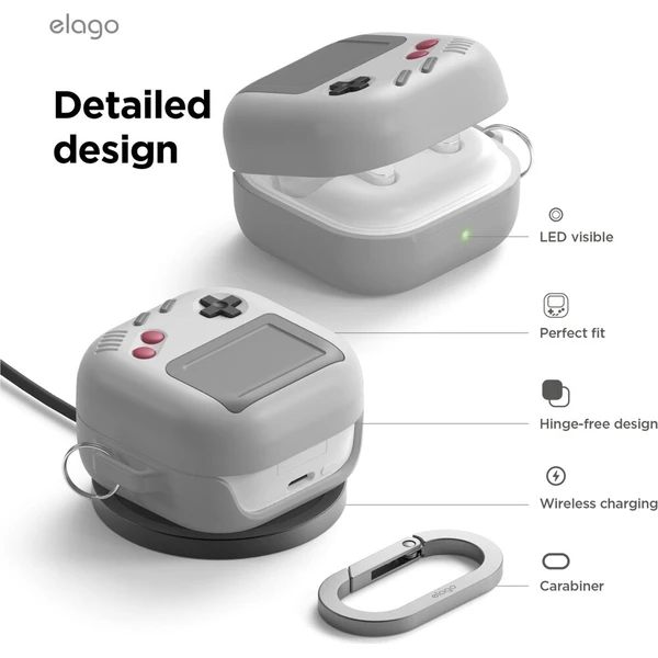 ELAGO Retro GameBoy púzdro Samsung Galaxy Buds4/Buds4 Pro svetlo šedé - Puzdra - Obrázok d_d0ab974286114c90b47ee49823a4c7a5