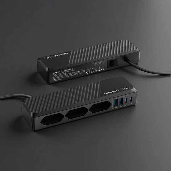 Cubenest PowerStrip SlimLine predlžovací kábel (2xUSB-A, 2xUSB-C) 33W čierny - Nabíjačky - Obrázok d_d2ac79b325e54f15a2ec1d313dd58372