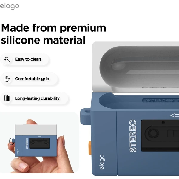 ELAGO Cassette Player puzdro AirPods Pro 3 tmavomodré - Puzdra - Obrázok d_d307662922724ed68ffbcad69cec2416