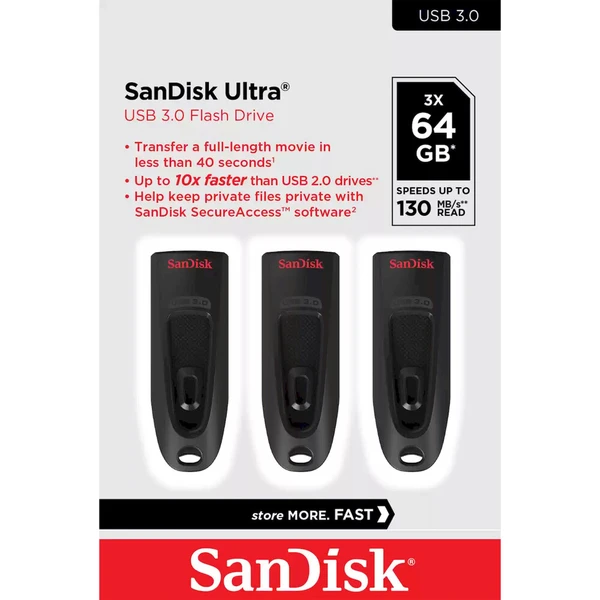 SanDisk Flash Disk 64GB Ultra čierny 3 Balenie - Flashdisky - Hlavný obrázok