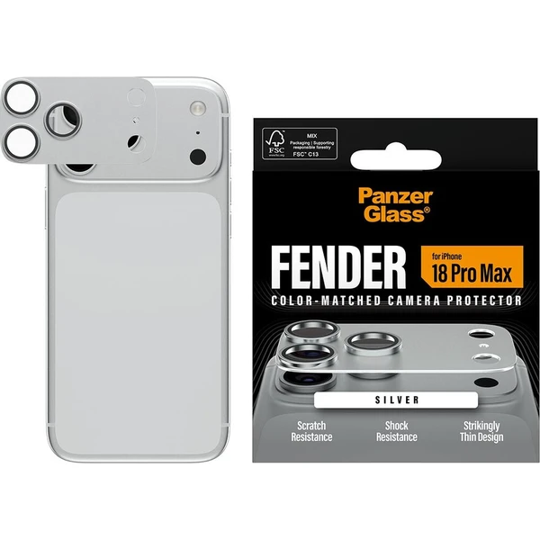 PanzerGlass FENDER hliníková ochrana fotoaparátu iPhone 18 Pro Max Silver - Ochranné fólie a sklo - Obrázok d_d622f619d66a4ab2a47a78fb9ec0e039