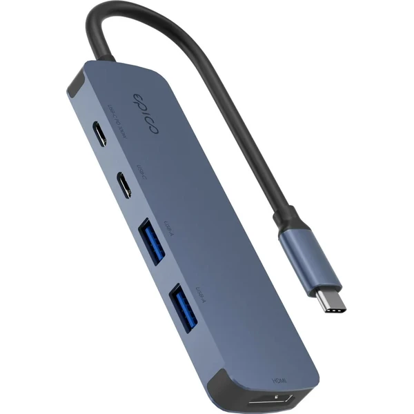 Epico UltraHub 5in1 Slim Alu USB-C Hub EH15 | 100W USB-C PD | 2× USB-A, 2× USB-C, 1× HDMI | Sladené - USB huby - Hlavný obrázok