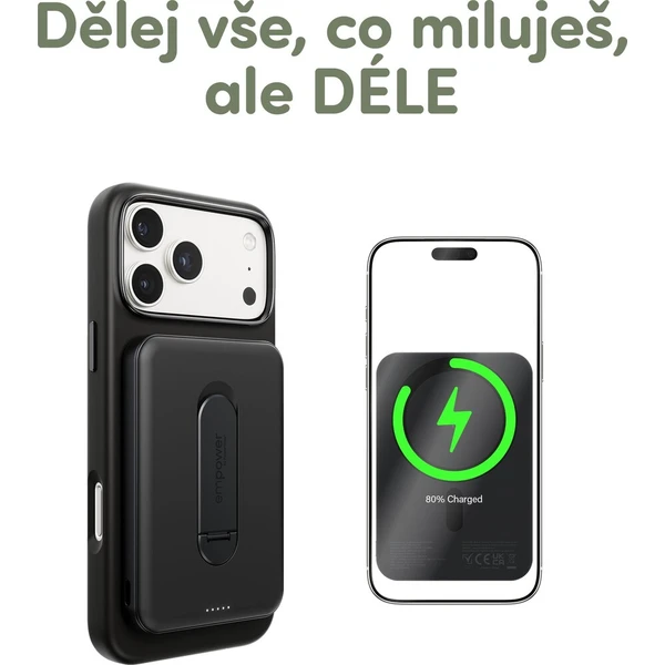 PanzerGlass® empower bezdrôtová Qi2 powerbanka 5000 mAh, MagSafe, otočný stojan, čierna - Powerbanky - Obrázok d_dc55da463d814611bbb36d1bdce875d1