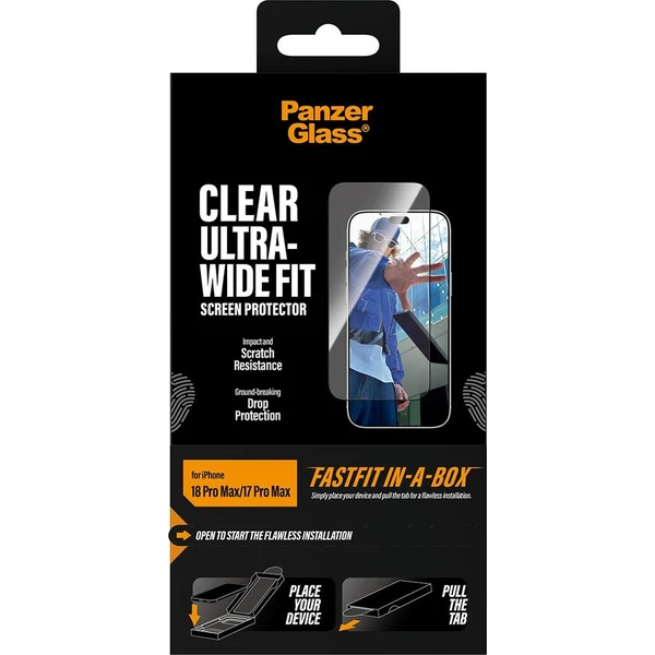PanzerGlass Ultra-Wide Fit sklo Apple iPhone 18 Pro Max/17 Pro Max s bezprašným instalačním boxem - Ochranné fólie a sklo - Obrázok d_dd6f06c6b53e42eab9a7c8fe83729067
