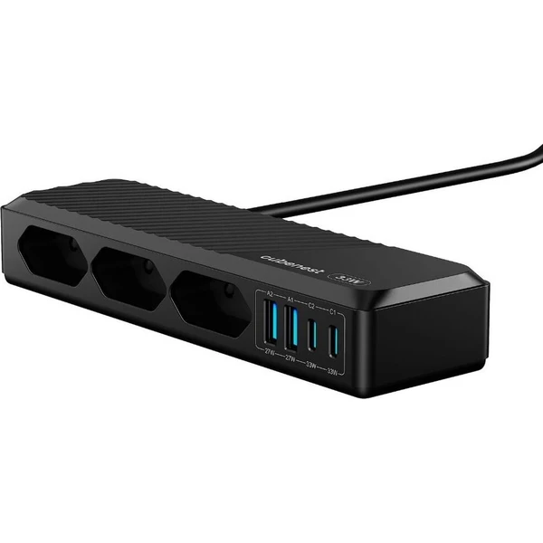 Cubenest PowerStrip SlimLine predlžovací kábel (2xUSB-A, 2xUSB-C) 33W čierny - Nabíjačky - Obrázok d_de899dbf829146e0b4c4f554db8aa52d