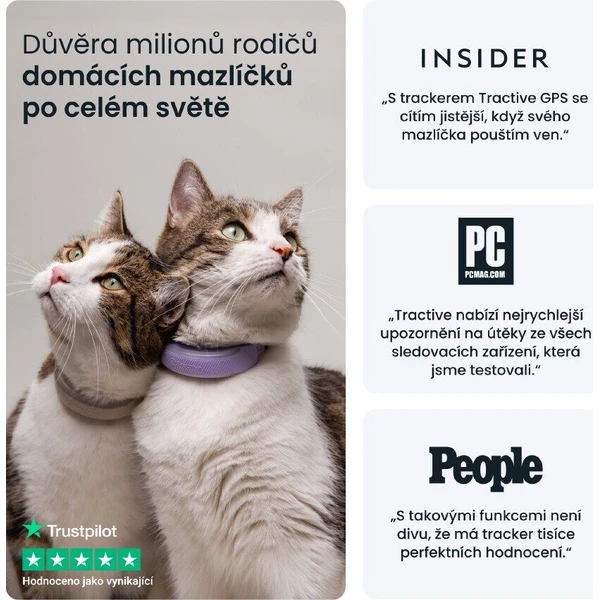 Tractive CAT 6 Mini inteligentný GPS lokátor pre mačky levanduľový - GPS Moduly  - Obrázok d_df6b1558aeec4545a577fe4041504bf8