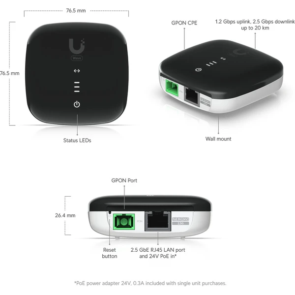 Ubiquiti UISP Wave Fiber ONU 2.5GbE LAN optický terminál - Konvertory - Obrázok d_e06947b4d2234e60b5b7d682c28e8b7f