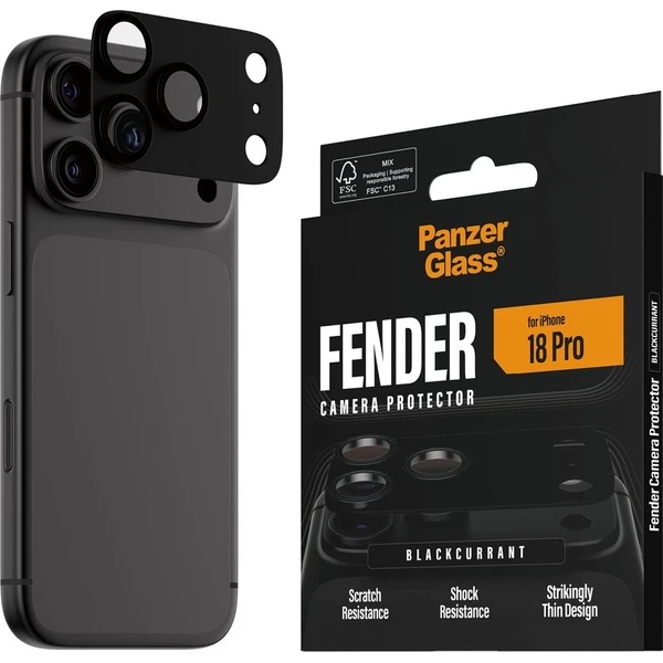 PanzerGlass FENDER hliníková ochrana fotoaparátu iPhone 18 Pro Black - Ochranné fólie a sklo - Hlavný obrázok