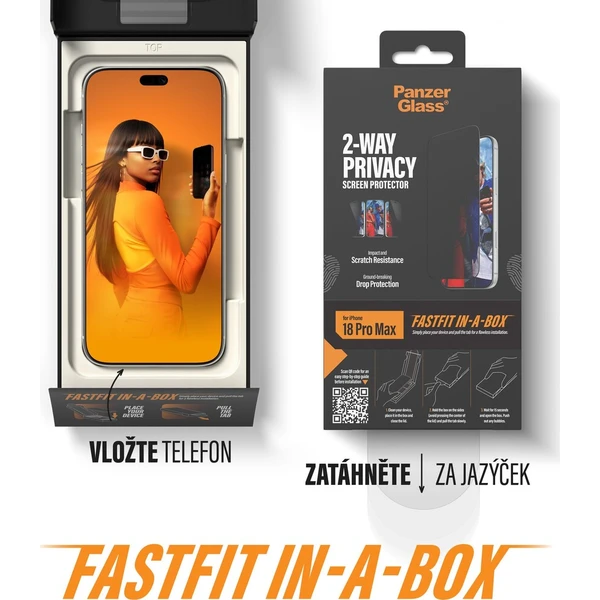 PanzerGlass Privacy sklo Apple iPhone 18 Pro Max s bezprašným instalačním boxem - Ochranné fólie a sklo - Obrázok d_e26556bd3c7d493fa98e9bf350d43379