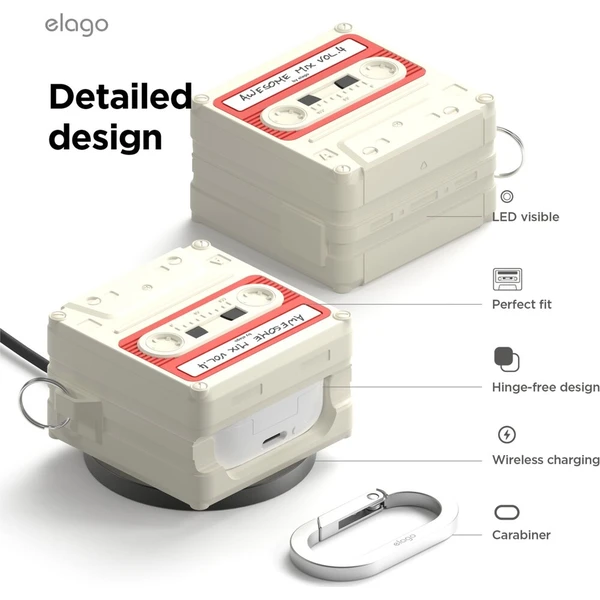 ELAGO Retro Kazetové puzdro Samsung GalaxyBuds4/Buds4 Pro béžové - Puzdra - Obrázok d_e2cfb20480f0408fa9ca48fd17a11917