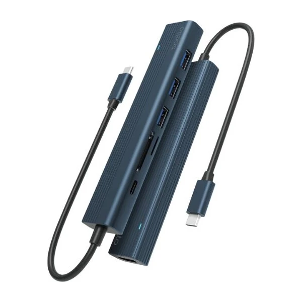 Spello USB-C Hub Slim 7v1, 100W USB-C PD, 3× USB-A, HDMI, slot na SD/TF kartu tmavomodrý - USB huby - Obrázok d_e5780714e2a340cd8a9f46ae6b843291